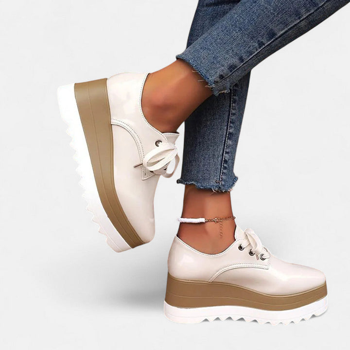 Women's Lace-Up Platform Derby Shoes with Square Toe