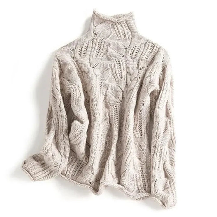 Women’s Long Sleeve Cable-Knit Sweater with Mock Neck