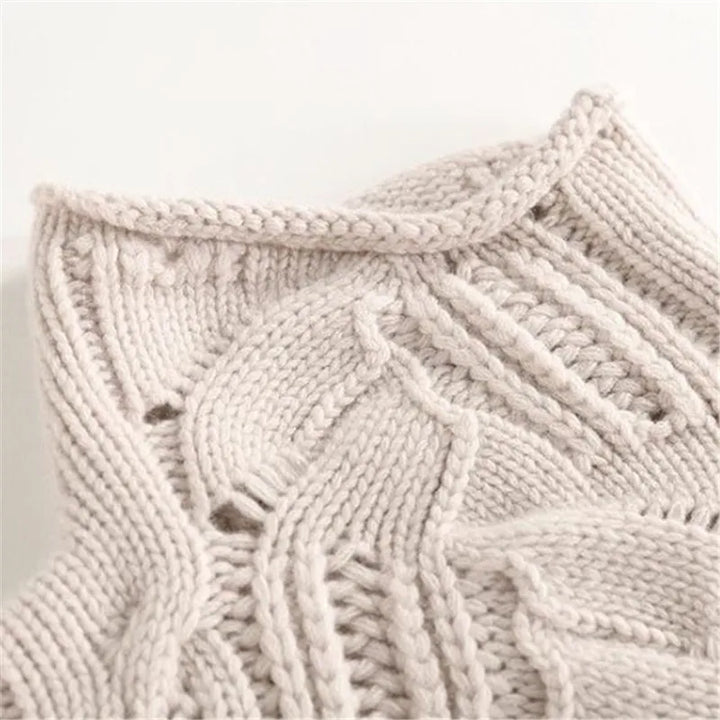 Women’s Long Sleeve Cable-Knit Sweater with Mock Neck