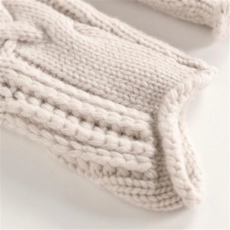 Women’s Long Sleeve Cable-Knit Sweater with Mock Neck