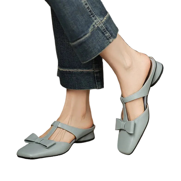 Women's Low Block Heel Square Toe T-Strap Sandal