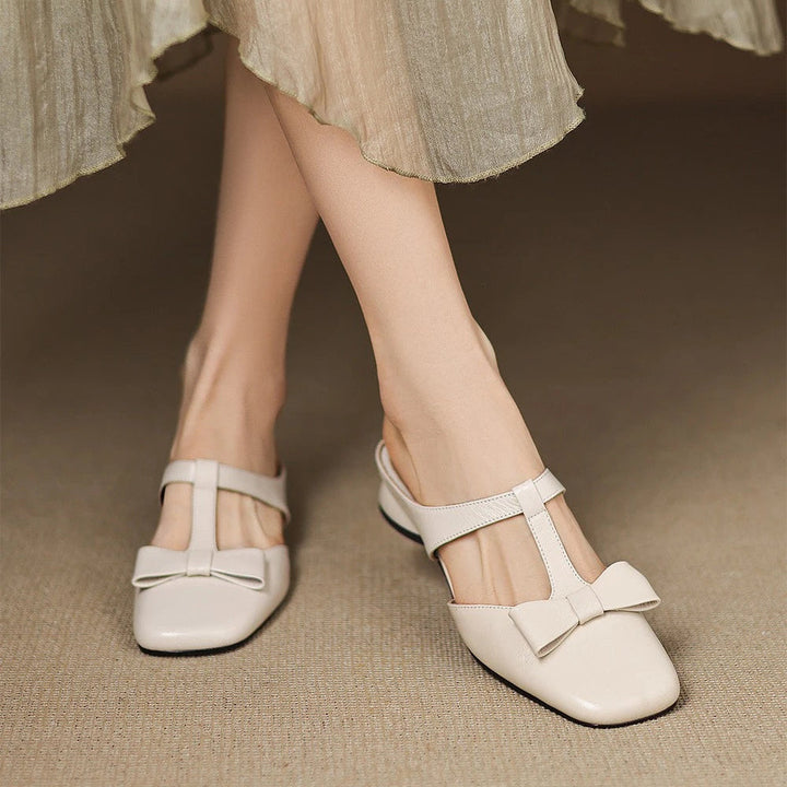 Women's Low Block Heel Square Toe T-Strap Sandal