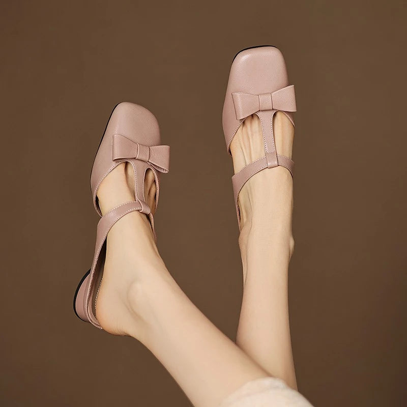 Women's Low Block Heel Square Toe T-Strap Sandal