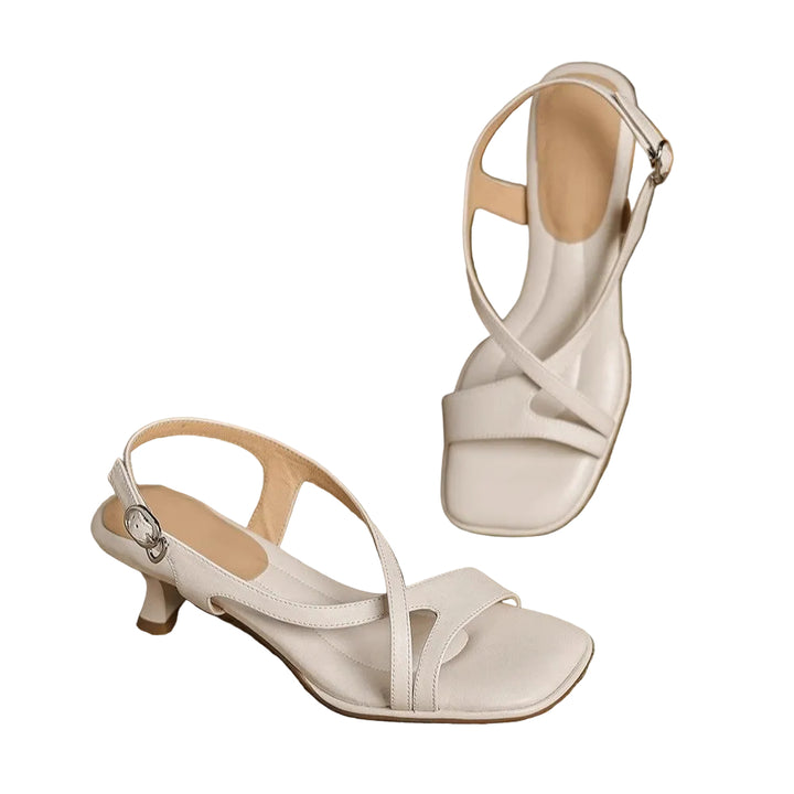 Women's Low Kitten Heel Open Square Toe Slingback Sandal