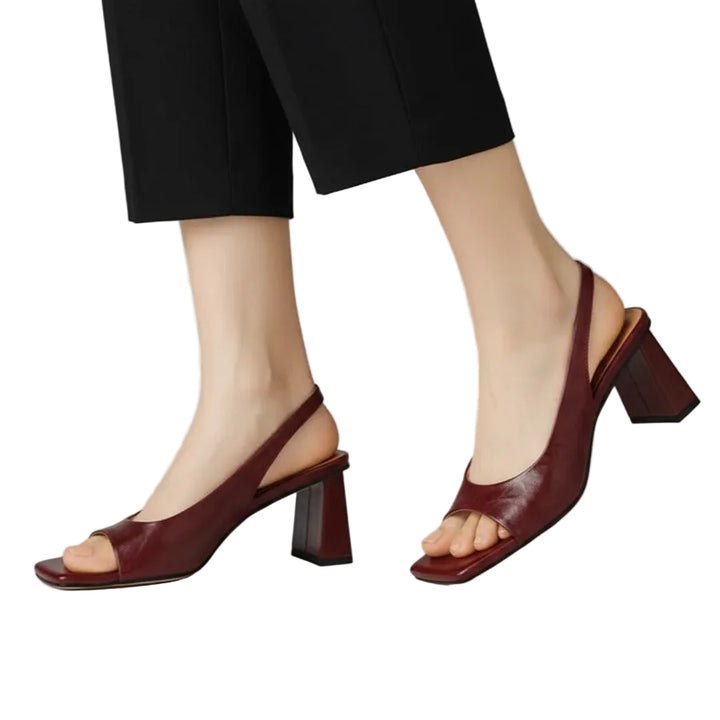 Women's Mid Block Heel Square Toe Slingback Pump