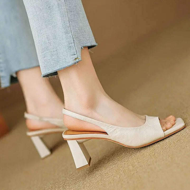 Women's Mid Block Heel Square Toe Slingback Pump
