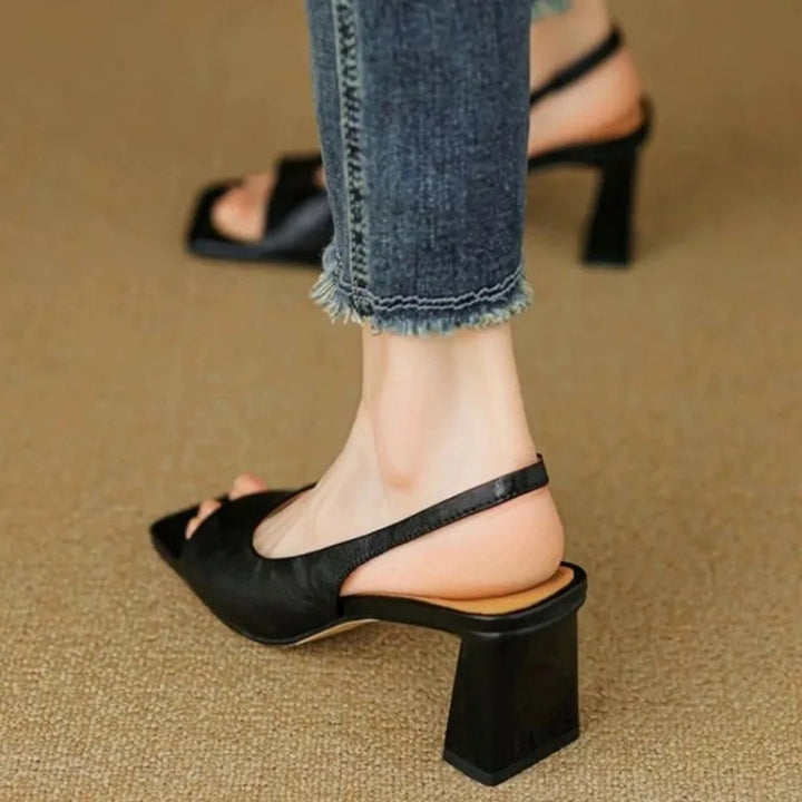 Women's Mid Block Heel Square Toe Slingback Pump