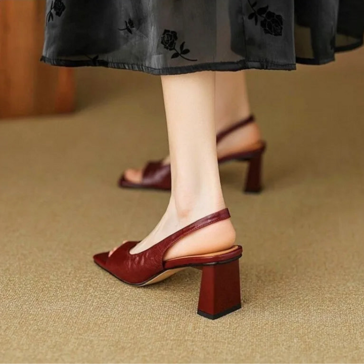 Women's Mid Block Heel Square Toe Slingback Pump