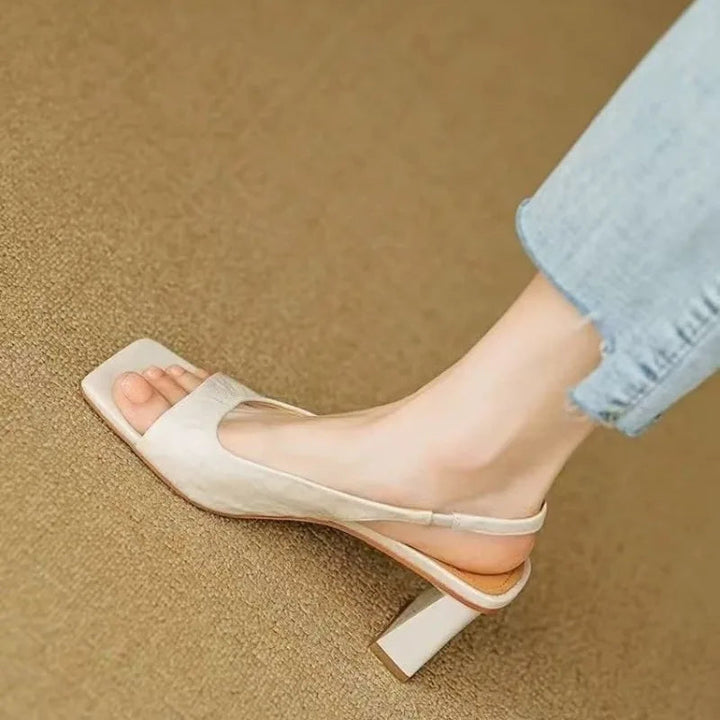 Women's Mid Block Heel Square Toe Slingback Pump