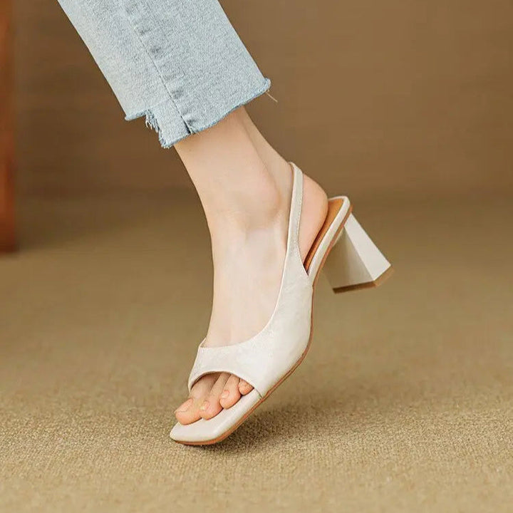 Women's Mid Block Heel Square Toe Slingback Pump