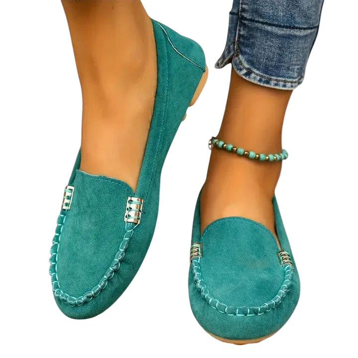 Women's Moc-Toe Loafers with Metal Hardware