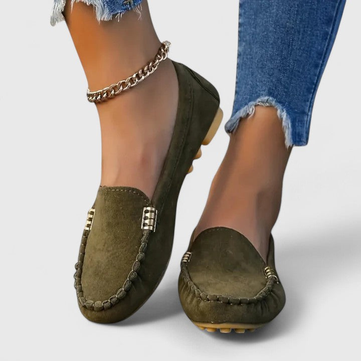 Women's Moc-Toe Loafers with Metal Hardware