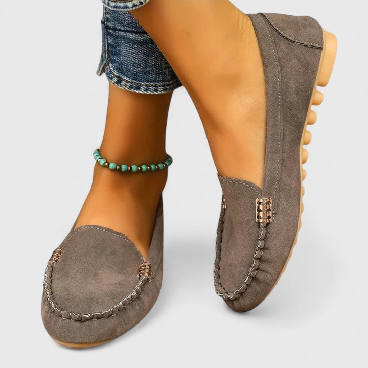 Women's Moc-Toe Loafers with Metal Hardware