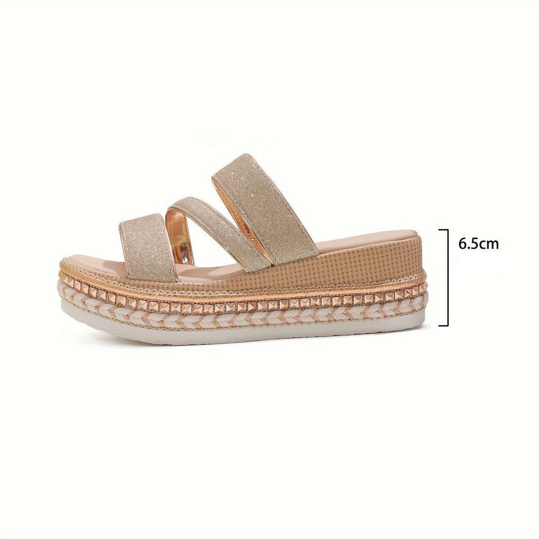 Women's Multi-Strap Glitter Platform Sandals