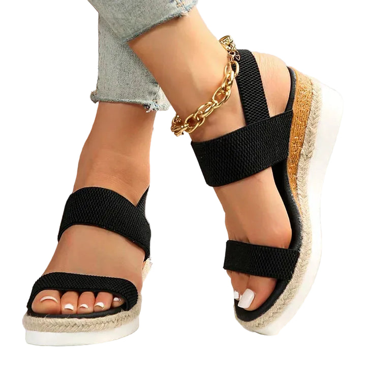 Women's Open-Toe Flatform Sandals with Elastic Straps