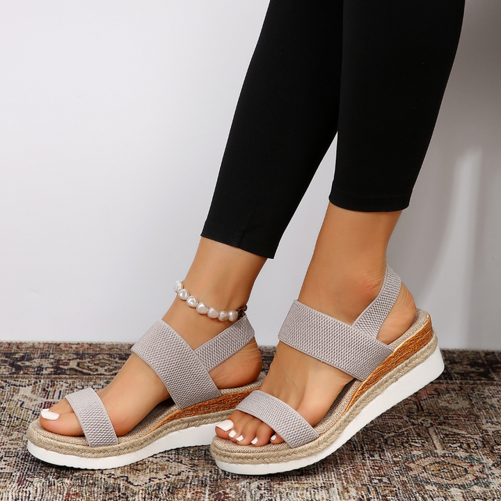 Women's Open-Toe Flatform Sandals with Elastic Straps