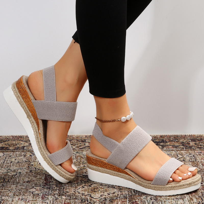 Women's Open-Toe Flatform Sandals with Elastic Straps