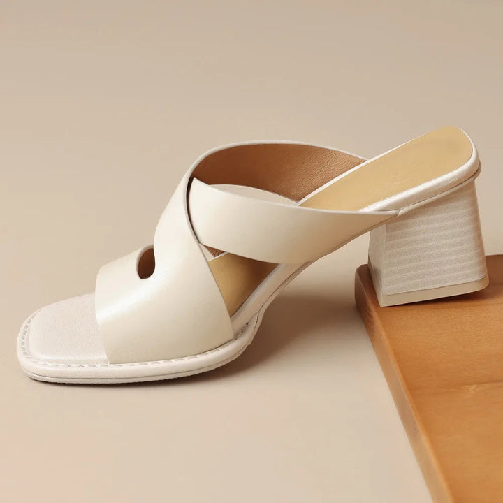 Women's Open Toe Wide Strap Block Heel Sandals