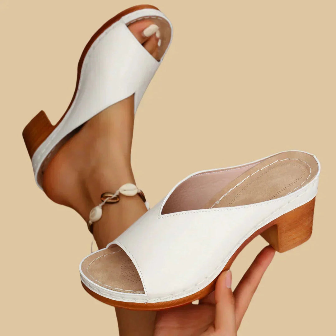 Women's Orthopedic Slip-On Sandals with Block Heel and Open Toe