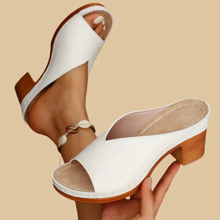 Women's Orthopedic Slip-On Sandals with Block Heel and Open Toe