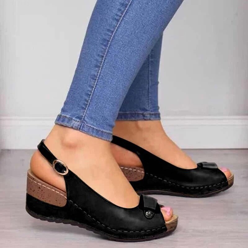 Women's Peep-Toe Wedge Slingback Sandals