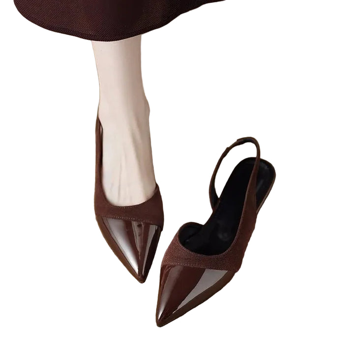 Women's Pointed Toe Low Heel Slingback Pumps with Slim Strap