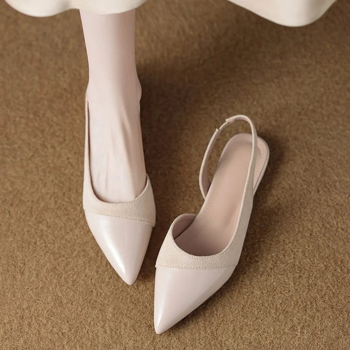 Women's Pointed Toe Low Heel Slingback Pumps with Slim Strap