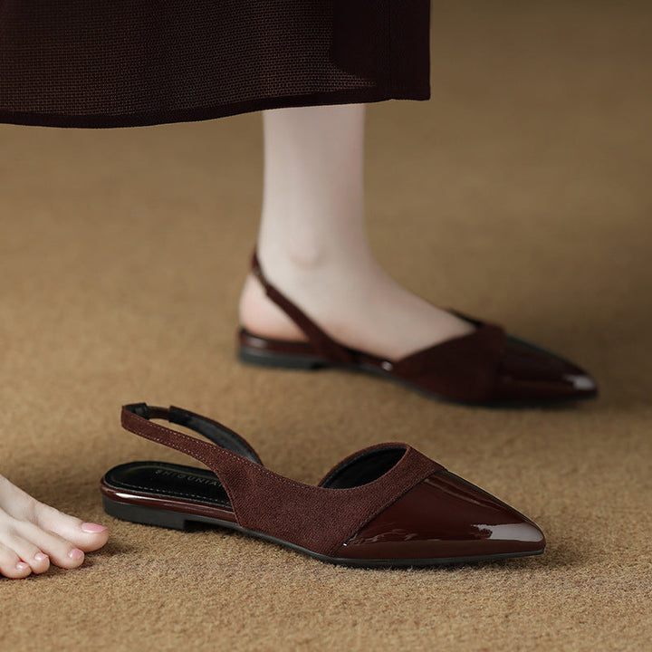 Women's Pointed Toe Low Heel Slingback Pumps with Slim Strap