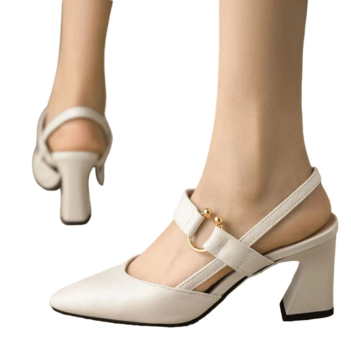 Women's Pointed Toe Slingback Heels with Buckle Strap