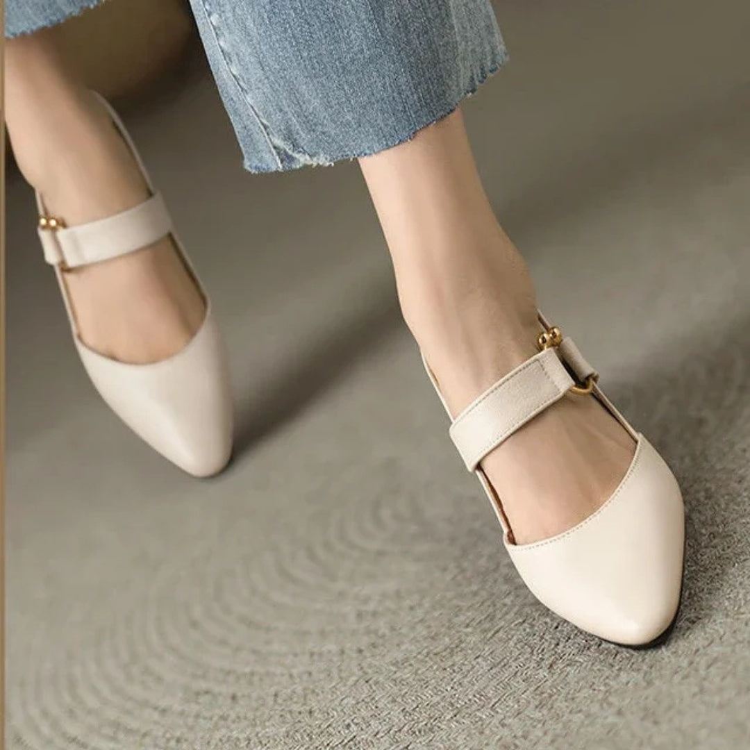 Women's Pointed Toe Slingback Heels with Buckle Strap