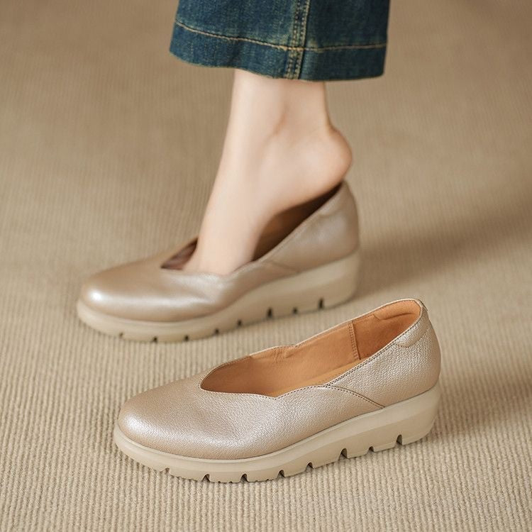 Women's Round Toe Slip-On Platform Flat