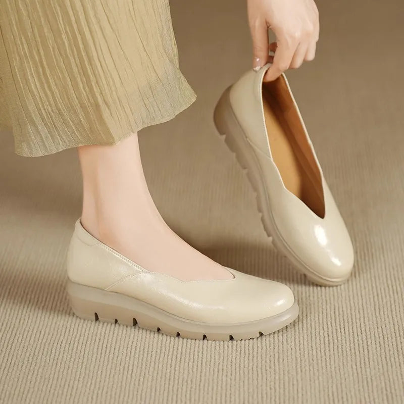 Women's Round Toe Slip-On Platform Flat
