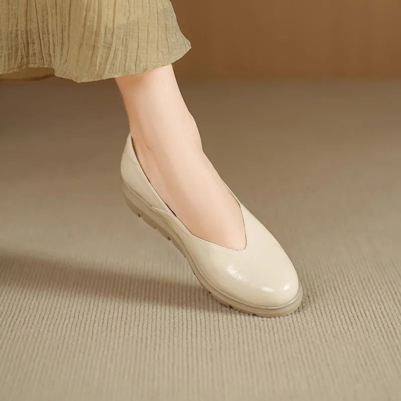 Women's Round Toe Slip-On Platform Flat