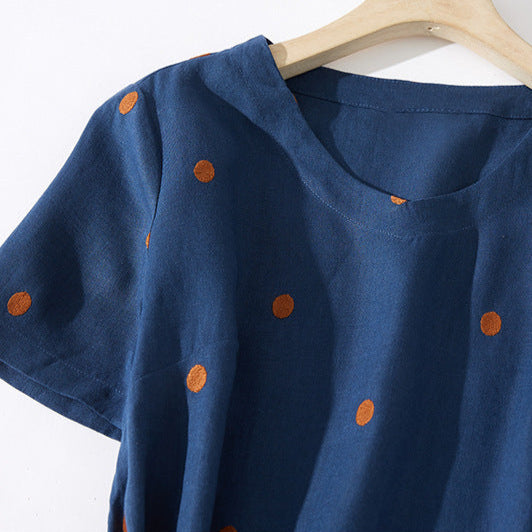 Women’s Short Sleeve Midi Dress with Printed Pattern and Waist Tie