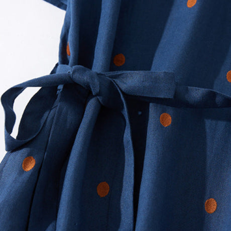 Women’s Short Sleeve Midi Dress with Printed Pattern and Waist Tie