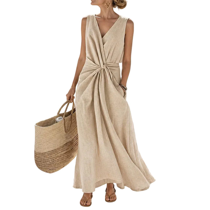 Women's Sleeveless Twist-Front Midi Dress
