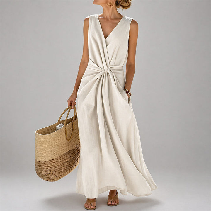 Women's Sleeveless Twist-Front Midi Dress