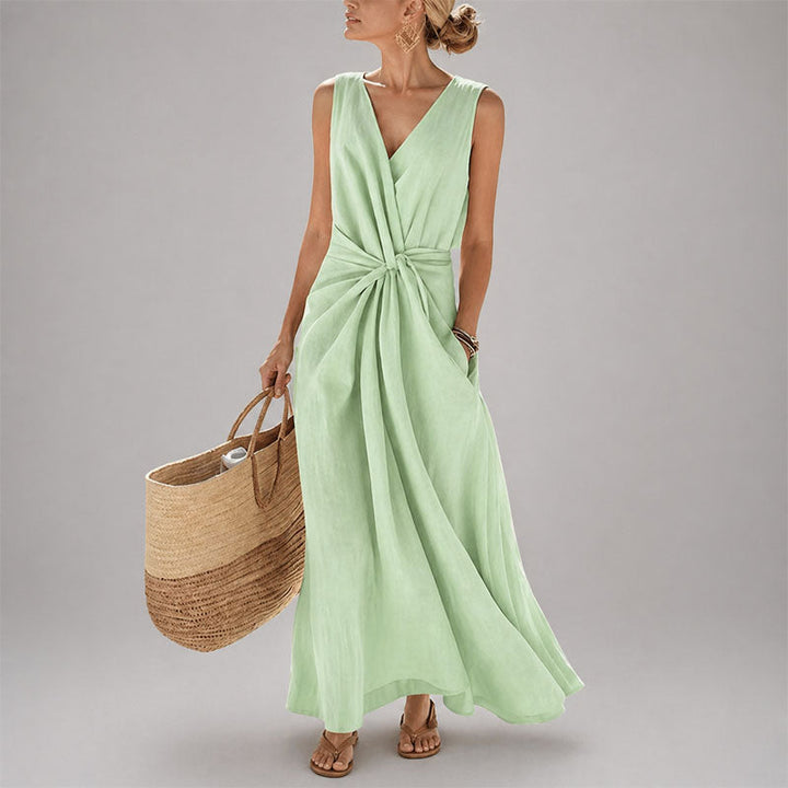 Women's Sleeveless Twist-Front Midi Dress