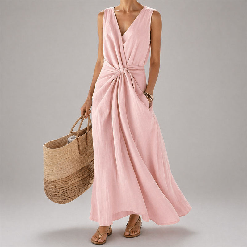 Women's Sleeveless Twist-Front Midi Dress