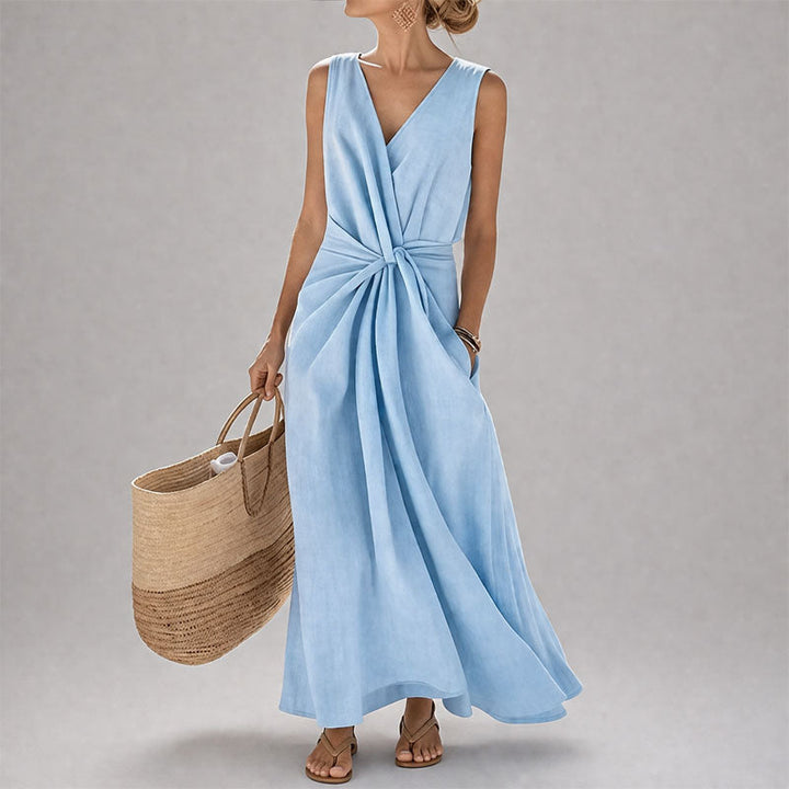 Women's Sleeveless Twist-Front Midi Dress