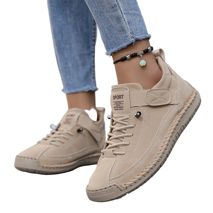 Women's Slip-On Sneakers with Velcro Strap and Contrast Trim