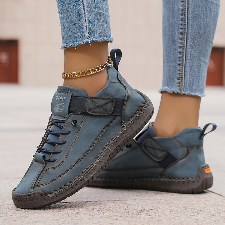 Women's Slip-On Sneakers with Velcro Strap and Contrast Trim