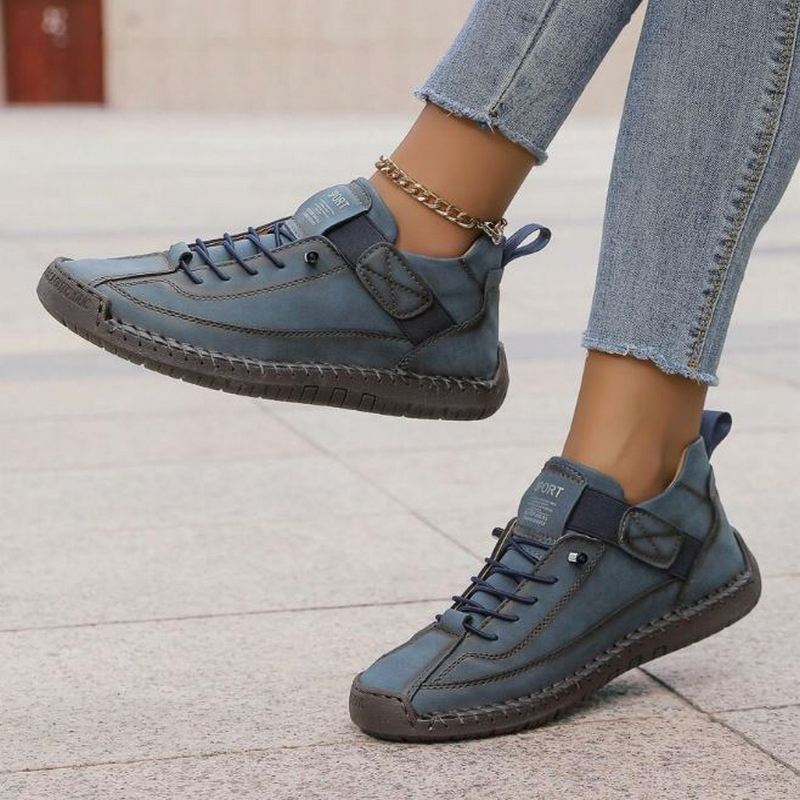 Women's Slip-On Sneakers with Velcro Strap and Contrast Trim