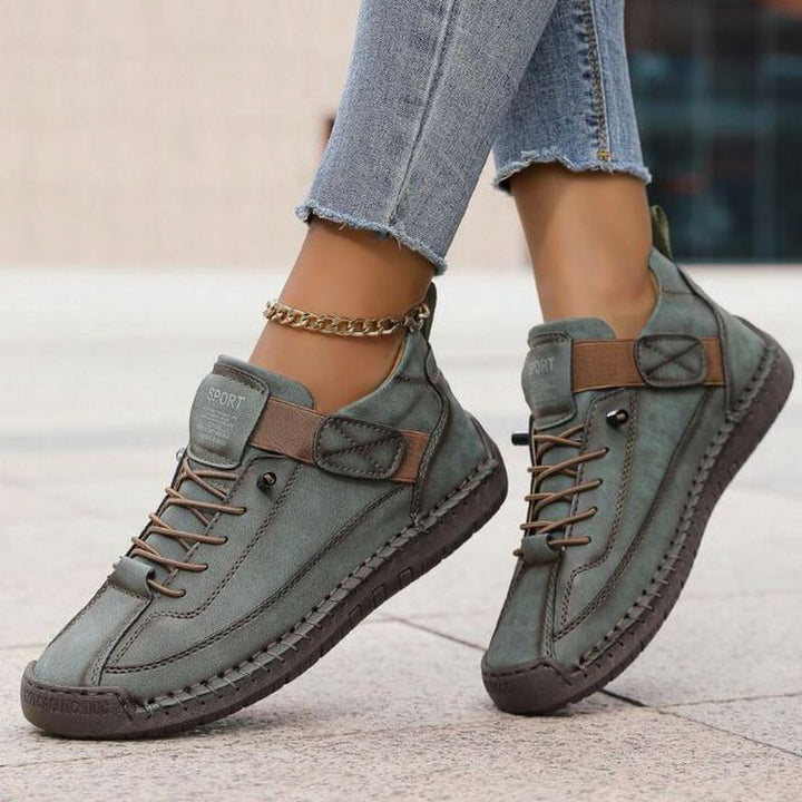 Women's Slip-On Sneakers with Velcro Strap and Contrast Trim