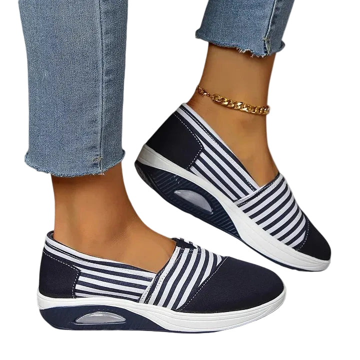 Women's Striped Slip-On Sneakers with Rocker Sole