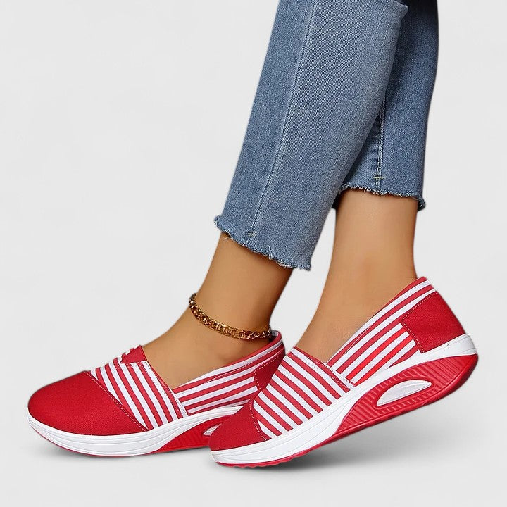 Women's Striped Slip-On Sneakers with Rocker Sole