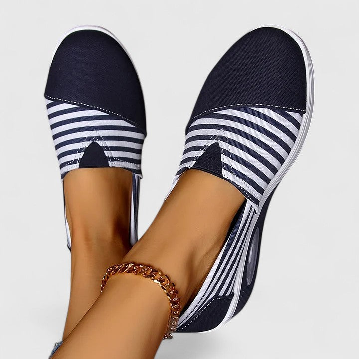 Women's Striped Slip-On Sneakers with Rocker Sole