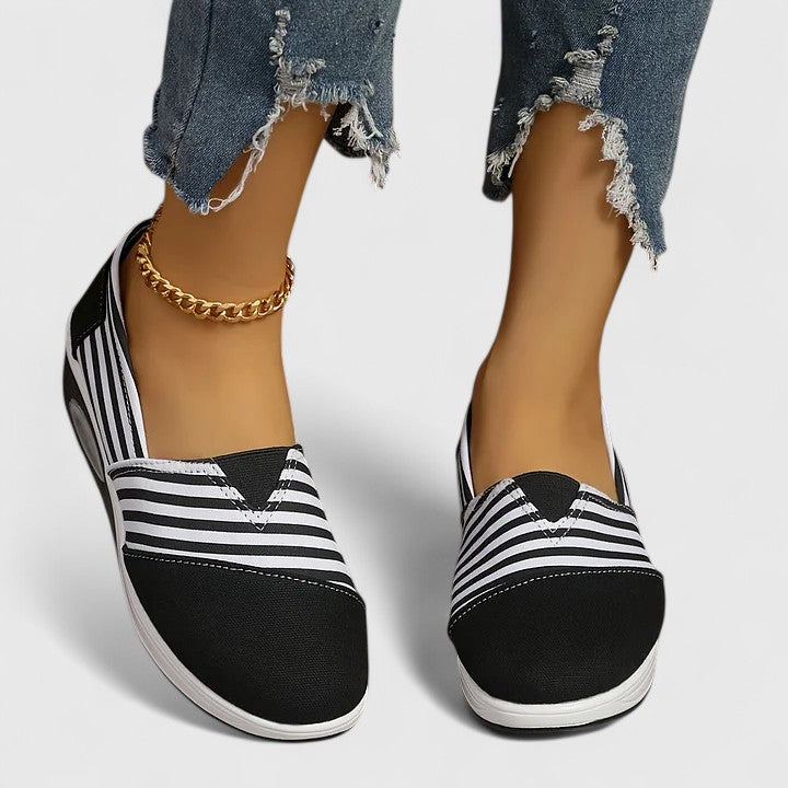 Women's Striped Slip-On Sneakers with Rocker Sole