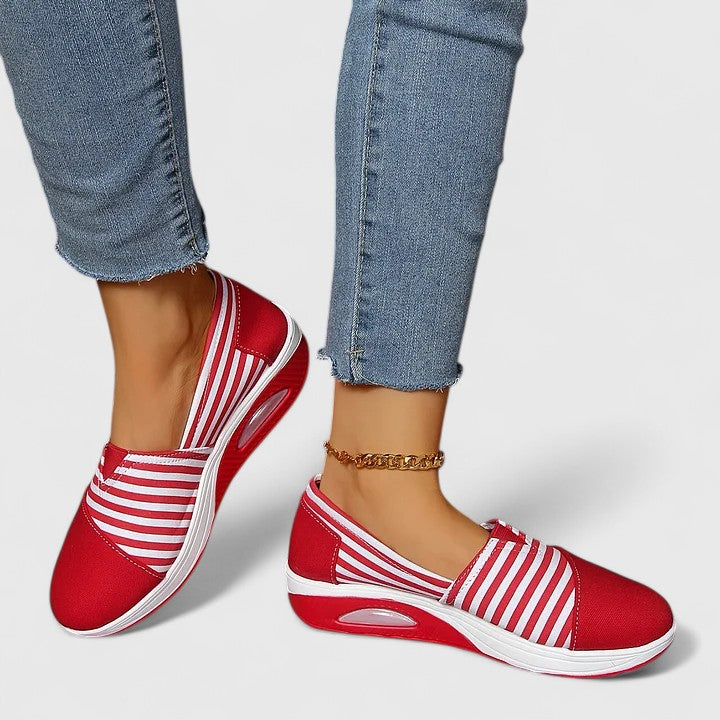 Women's Striped Slip-On Sneakers with Rocker Sole