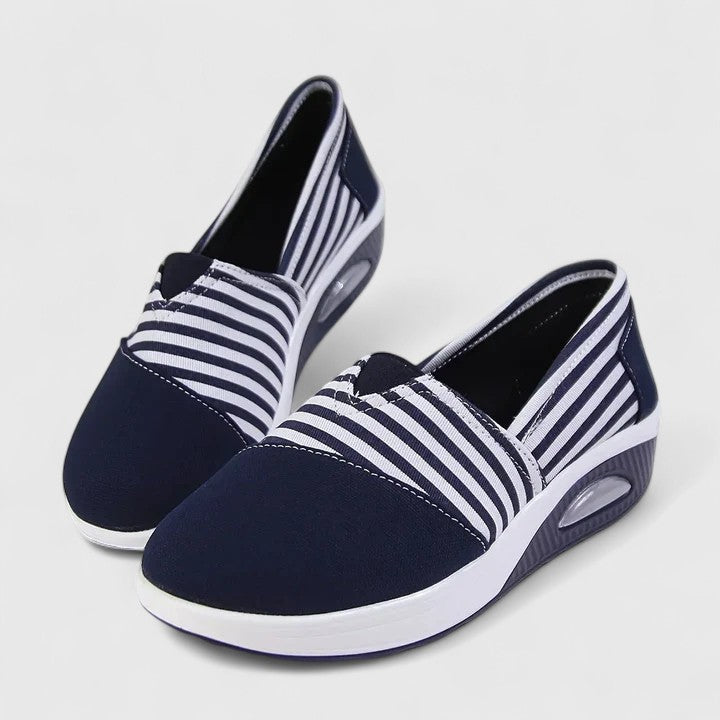 Women's Striped Slip-On Sneakers with Rocker Sole